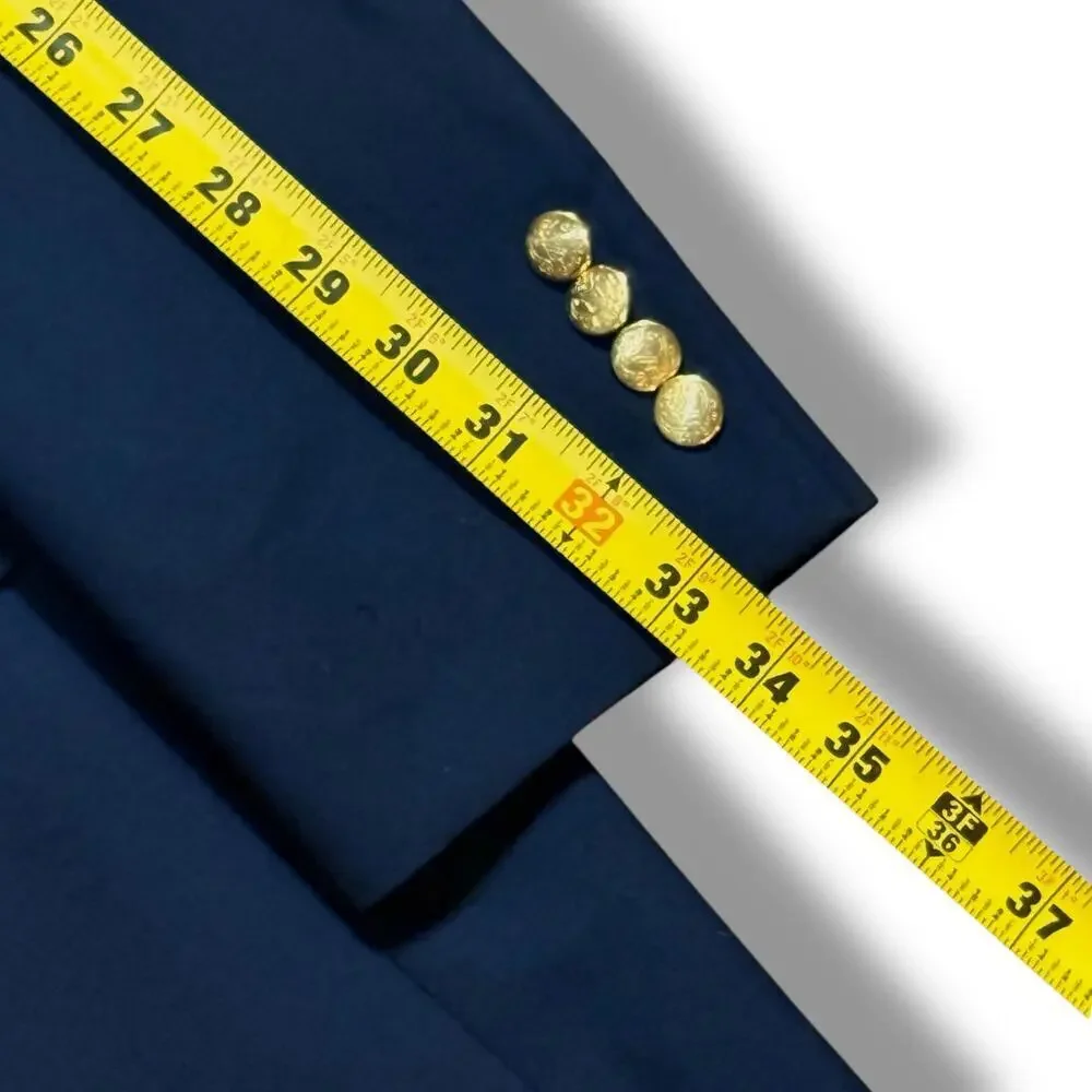 Vintage Hart Schaffner Marx Blazer Mens Navy Gold Button Custom Union Made 42R